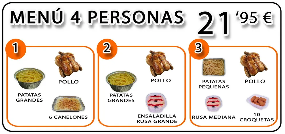 Cartel del Menú 4 personas — Rostisseria Roc Blanc