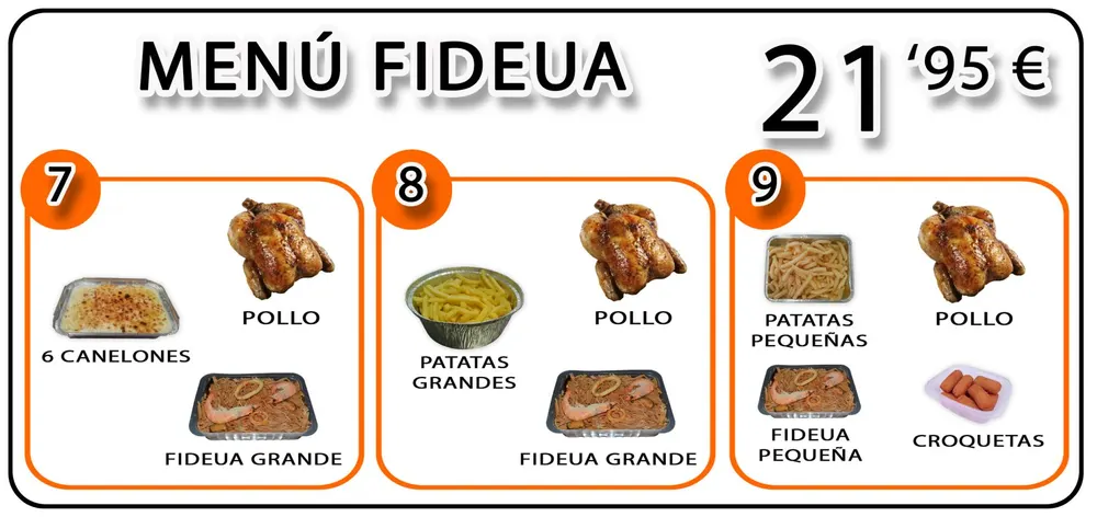 Cartel del Menú fideuá — Rostisseria Roc Blanc